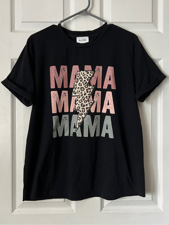 Salti Road Tops - Salti Road Mama Graphic Tee Black Leopard Lightning Bolt Relaxed Fit cowgirl mom